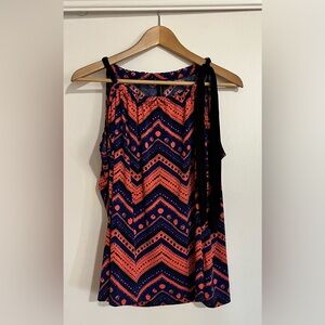 SUSAN LAWRENCE Royal Blue and Salmon Pink Sleeveless Tank Top, size Large